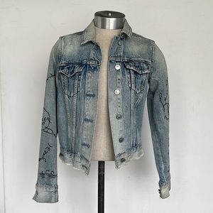 Allsaints embroidered denim jacket. Size x-small